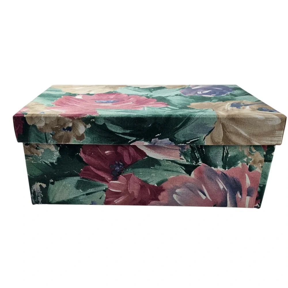 Floral Fabric Jewelry Box with Tray Organizer - Vintage Style Storage Case